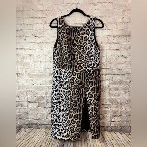 Cato Women's Dress 18W Sheath Brown Animal Print